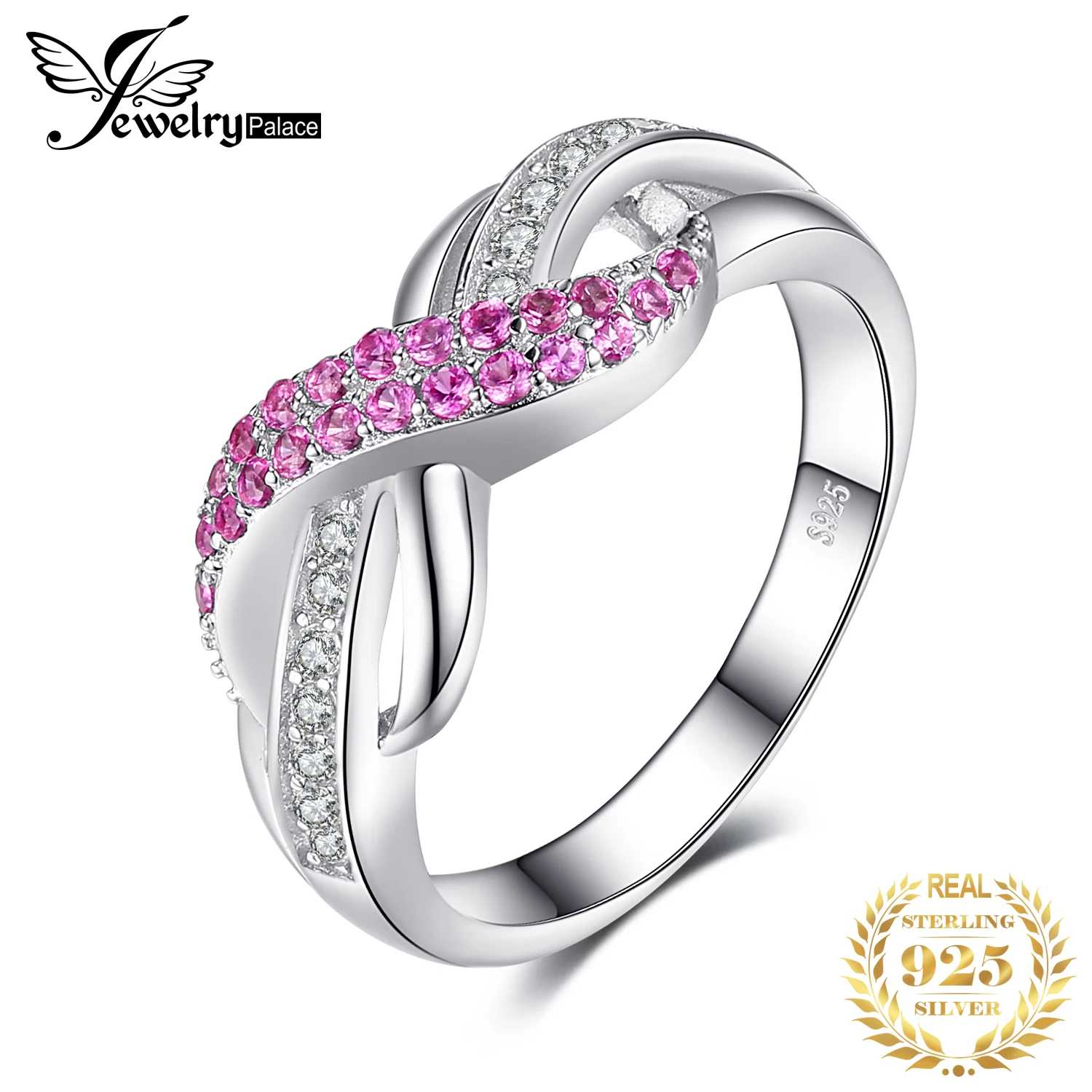 JewelryPalace Бесконечность создан кольцо с розовым сапфиром 925 пробы Серебряные
