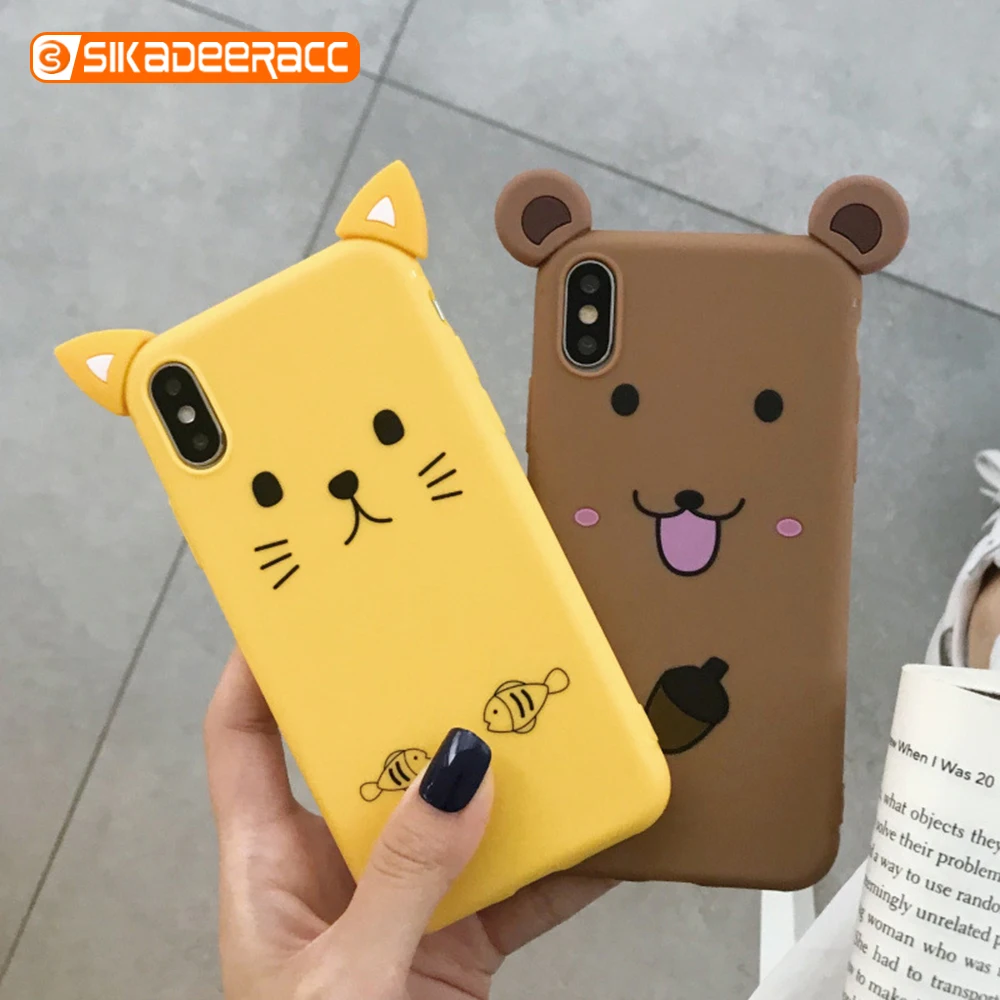 Мягкие силиконовые чехлы для iPhone 7 8 Plus X XS Max XR 6 6s с 3D милыми мультяшными кошачьими