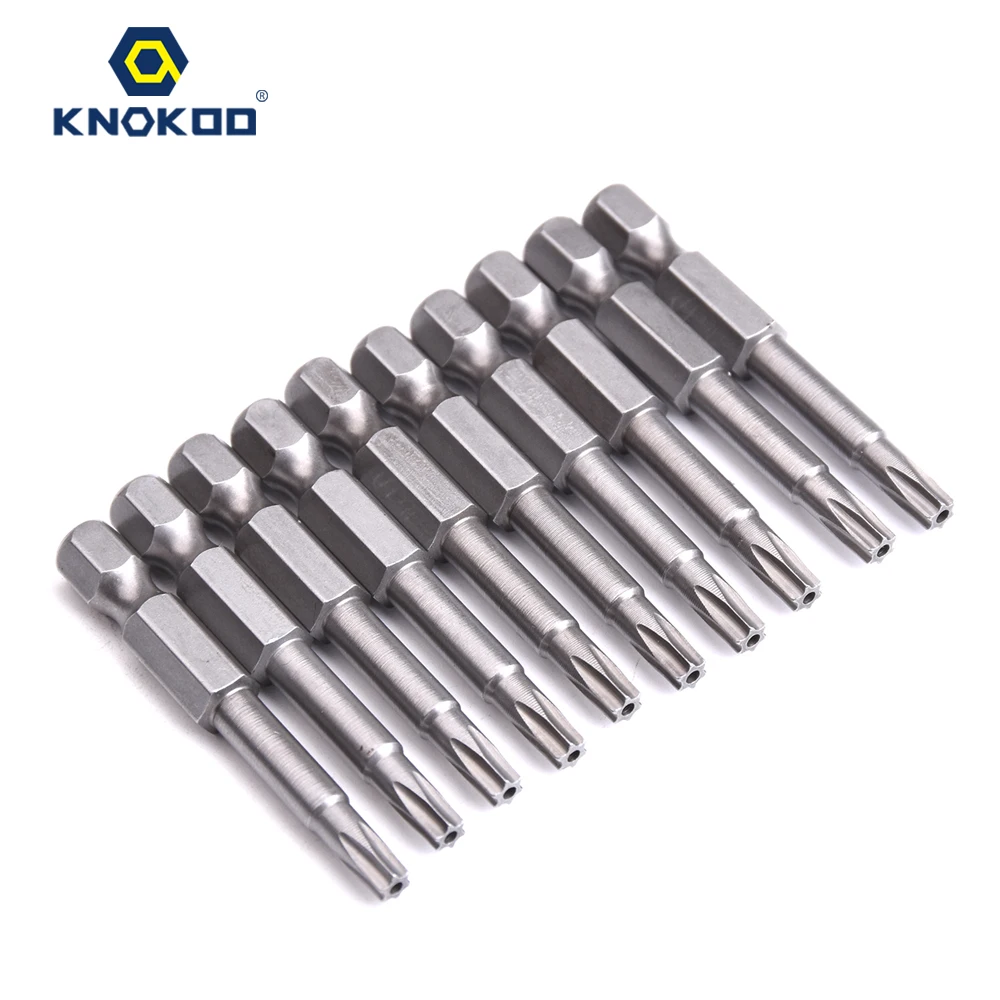 KNOKOO, 10 шт./лот, S1/4, отвертка, сверло, 50 мм, длина, отвертка, биты, шестигранные, 6,35, хвостовик, магнитная головка TORX, отвертка, биты