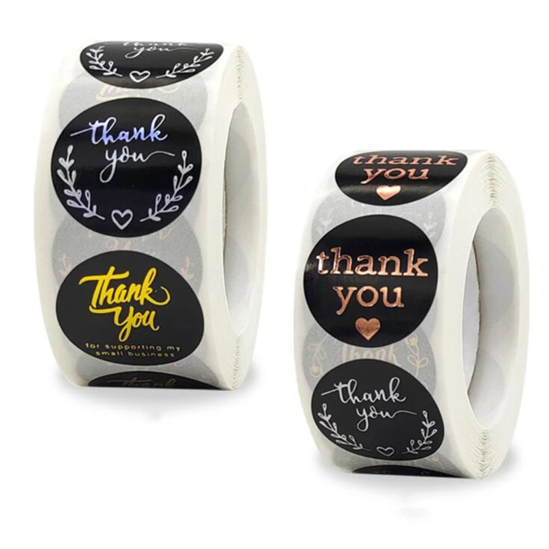 500 шт. этикетки 1 дюйм прозрачная Золотая фольга спасибо наклейки на свадьбу