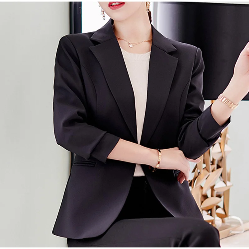 Long Sleeve Solid Pink Office Lady Blazer One Button Women's Slim Coat Jacket Female Autumn Fashion Blazers Women Jackets