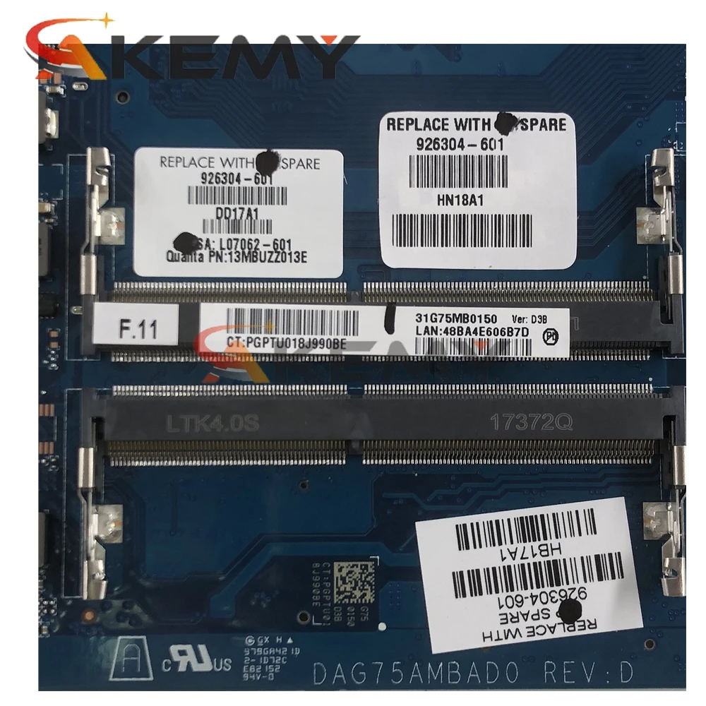 Материнская плата для ноутбука HP Pavilion 15-CB DAG75AMBAD0 926304-601 926304-501 процессор i7 7700HQ GPU