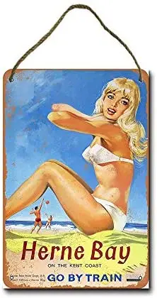 

Metal Sign 8x12 Inch 1961 British Rail Pinup Herne Bay Wall Decor Hanging Sign