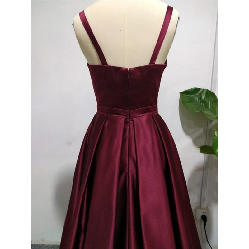 Высококачественные вечерние платья красного вина женские атласные А силуэта с