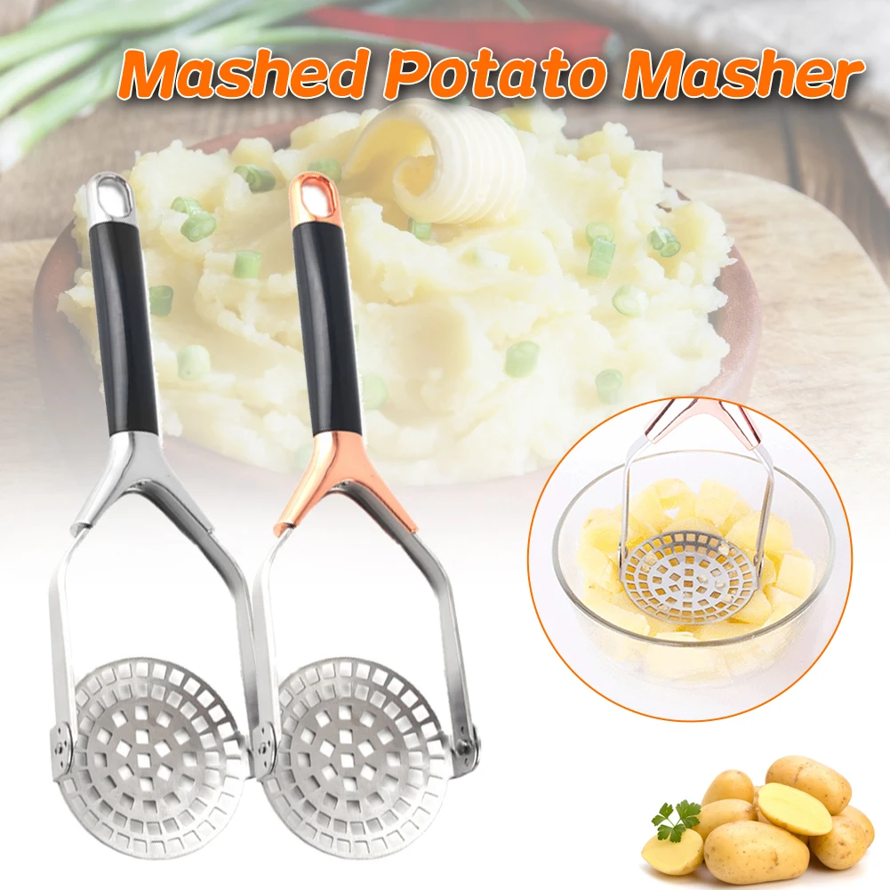 

Stainless Steel Hand Held Potato Masher Large Swivel Mashing Plate Mashed Potato Fruit Vegetable Tools Ricer Kitchen Gadget