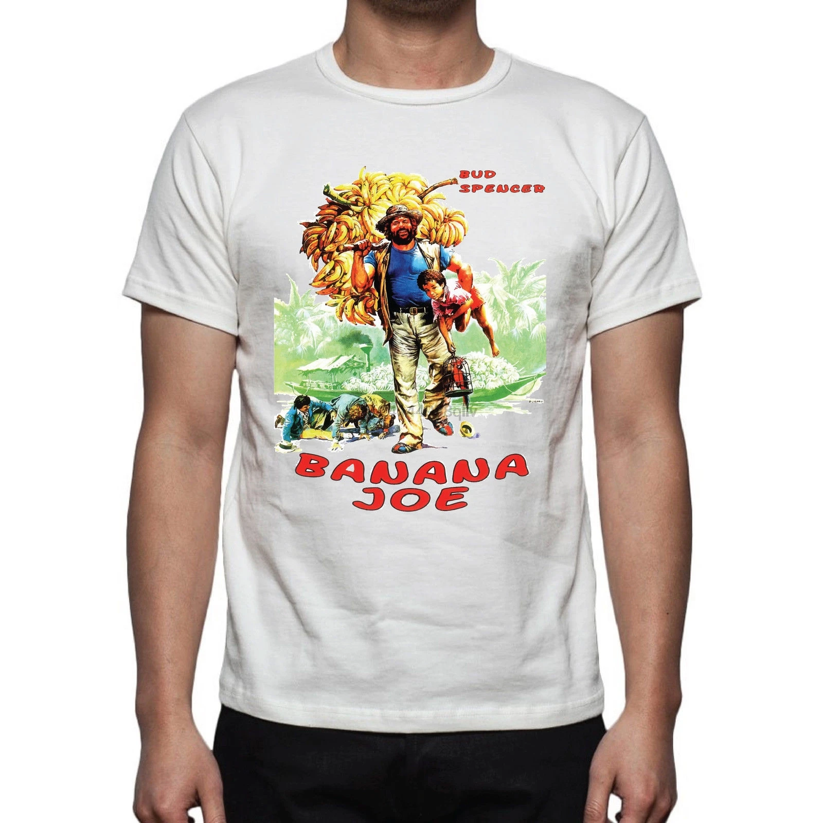 

T Shirt Uomo Happiness Regalo Estate 2016 Divertente Banana Joe Bud Spencer 2018 Short Sleeve Cotton T Shirts Man Clothing