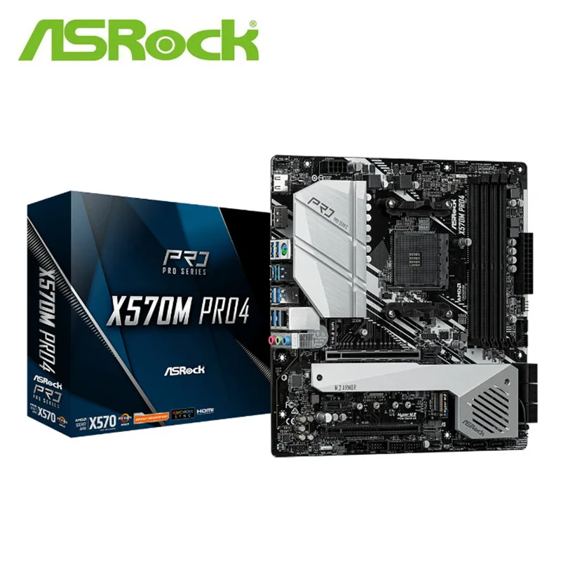 Материнская плата Asrock X570M PRO4 для настольного компьютера разъем AMD AM4 DDR4 SATA3 USB3.0 M.2