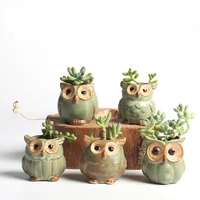 5 pcsset creative ceramic owl shape flower pots new ceramic planter desk flower pot cute design succulent planter pot