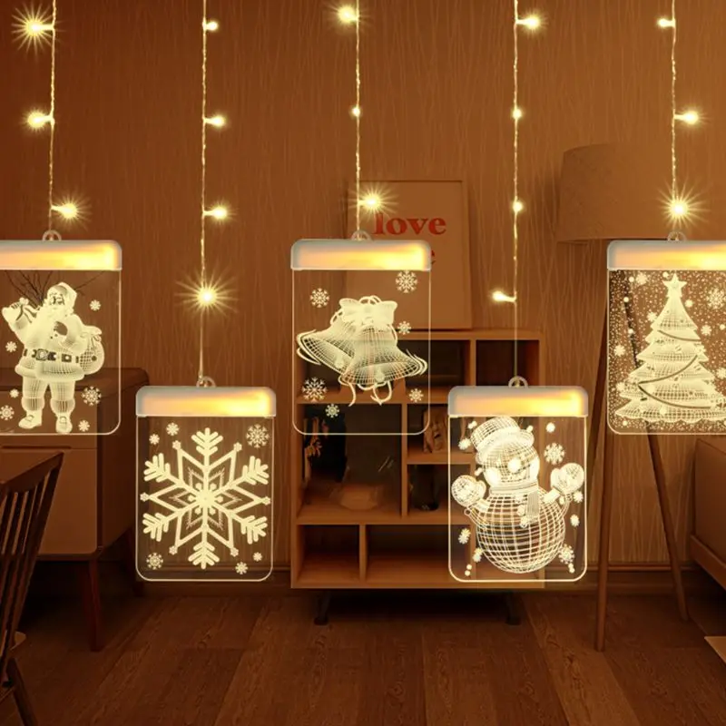 

5pack USB Powered Christmas 3D Light Holiday Window Ceiling Wall Hanging decor X4YD