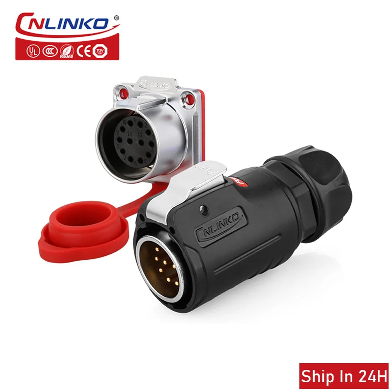 

Cnlinko LP24 plastic industrial aviation signal waterproof connector12pin cable signal waterproof easy lock for multiple occasi