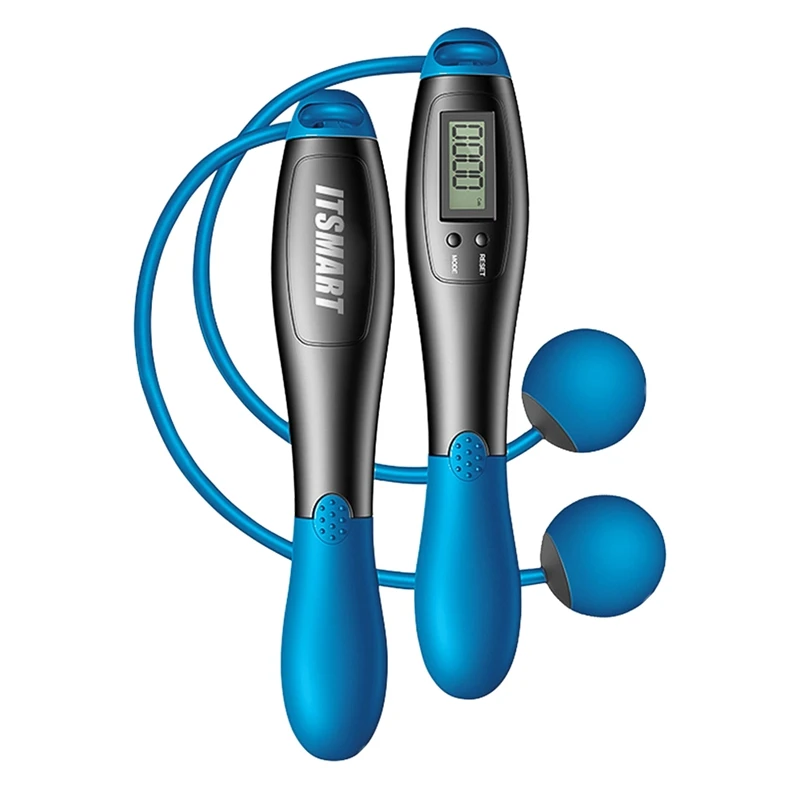 

2021 Jump Rope With LCD Digital Counter and Massage Mode for Calf Recover Speed Weighted Ropeless Skipping Rope for Fitness