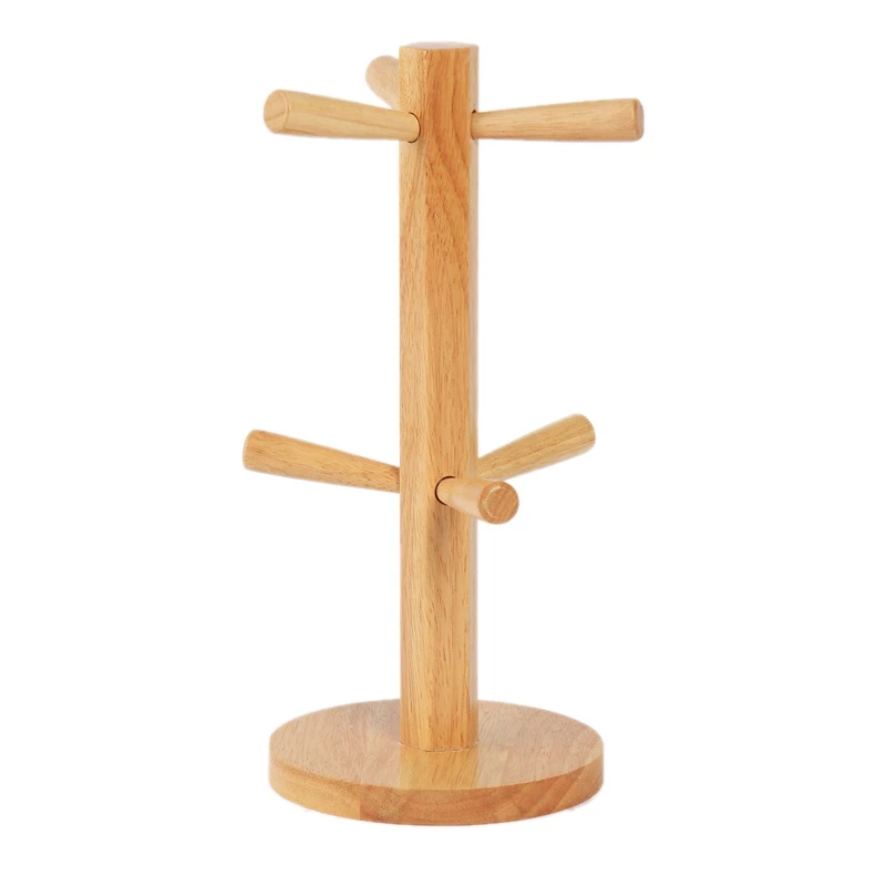 Tree Shape Wood Coffee Tea Cup Storage Holder Stand Kitchen Mug Hanging Display Rack Drinkware Shelf with 6 Hooks | Обустройство дома