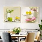 Зеленые фрукты, лимон, модульная Картина на холсте, декор для кухни, плакат, цветы, настенные картины, гостиная, домашний декор