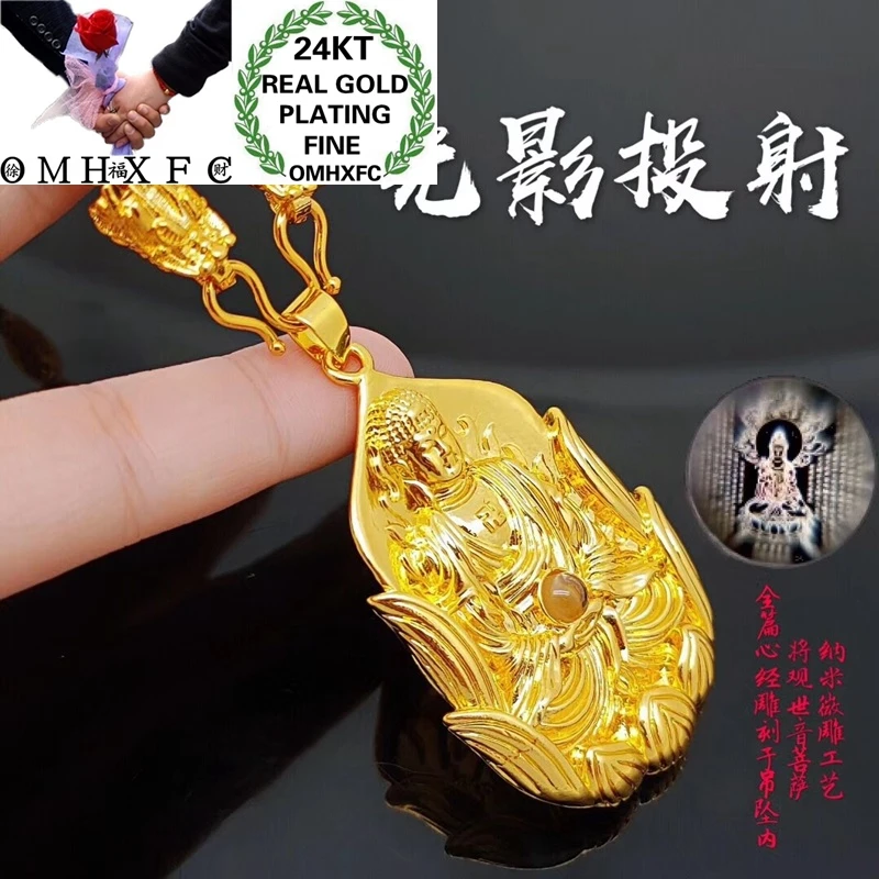 

OMHXFC Wholesale YM406 European Fashion Fine Woman Man Party Birthday Wedding Gift The Buddha Projecting 24KT Gold Pendant Charm