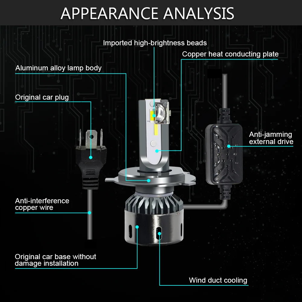 Декодирующий драйвер светодиодный фары для автомобиля H4 лампы H13/1/H7 светильник