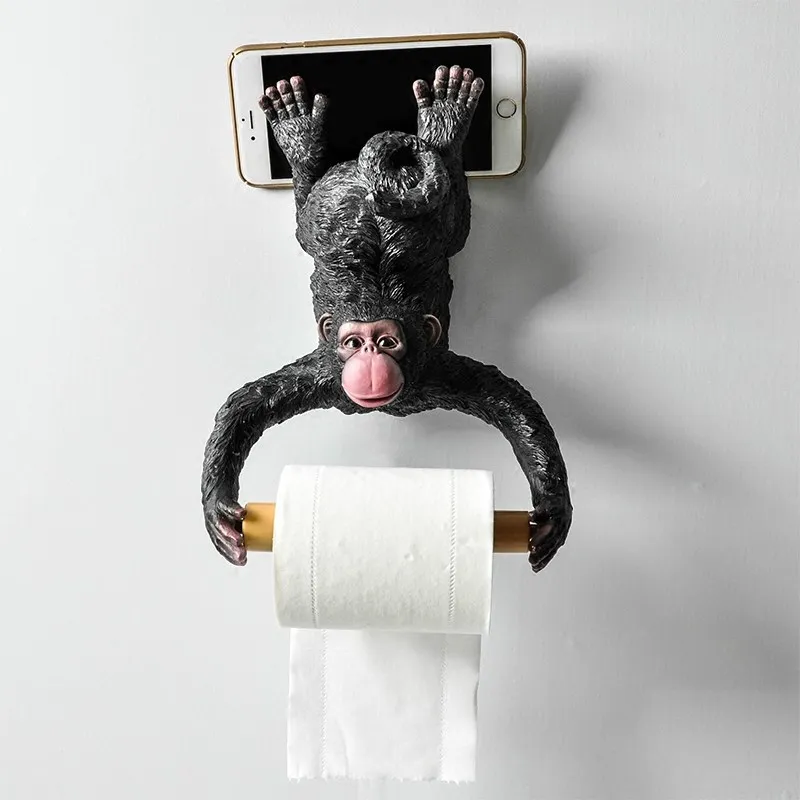 European style bathroom monkey tissue holder Roll holder Toilet paper holder Resin waterproof paper holder wall hanging funny