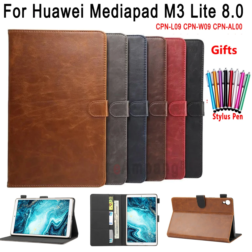 Кожаный чехол премиум класса для Huawei MediaPad M3 Lite 8 0 дюйма|Чехлы планшетов и
