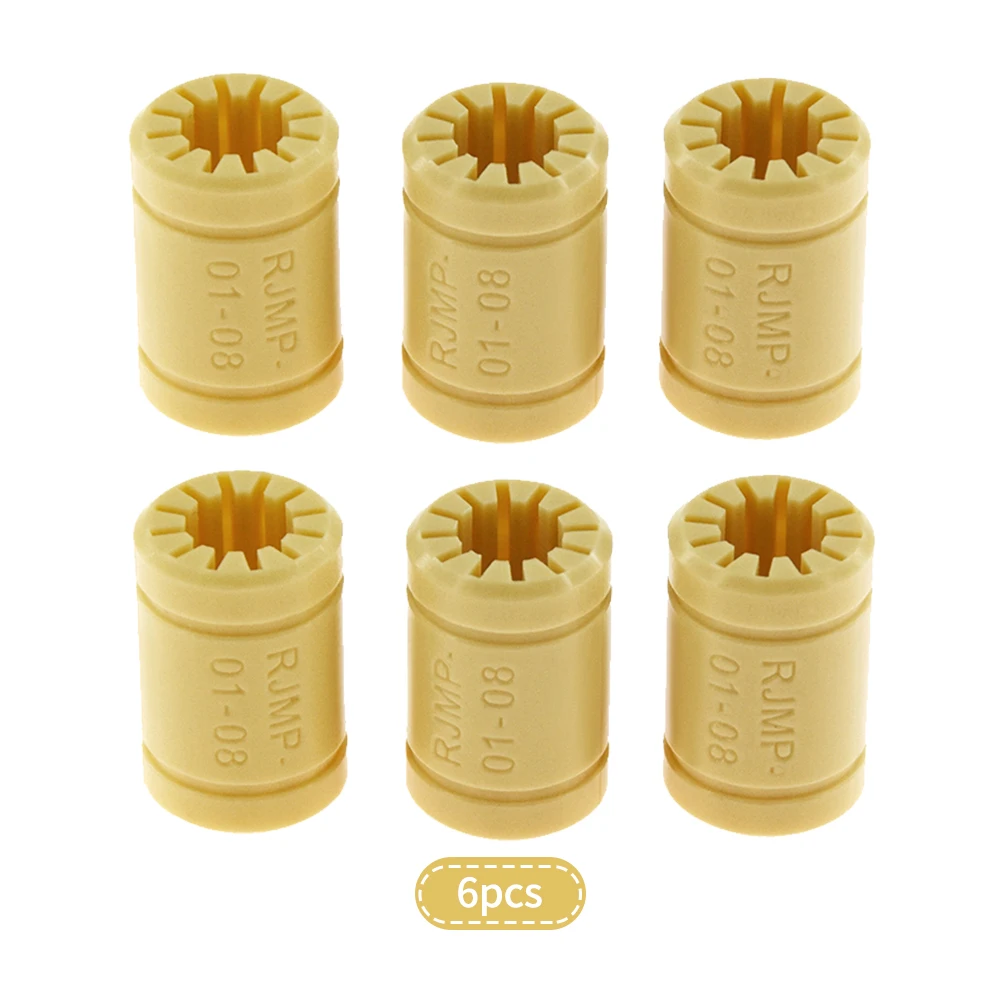 

Anet 6pcs LM8UU RJMP-01-08 Solid Polymer Bearing 8mm Shaft Plastic Linear Bearing for 3D Printers