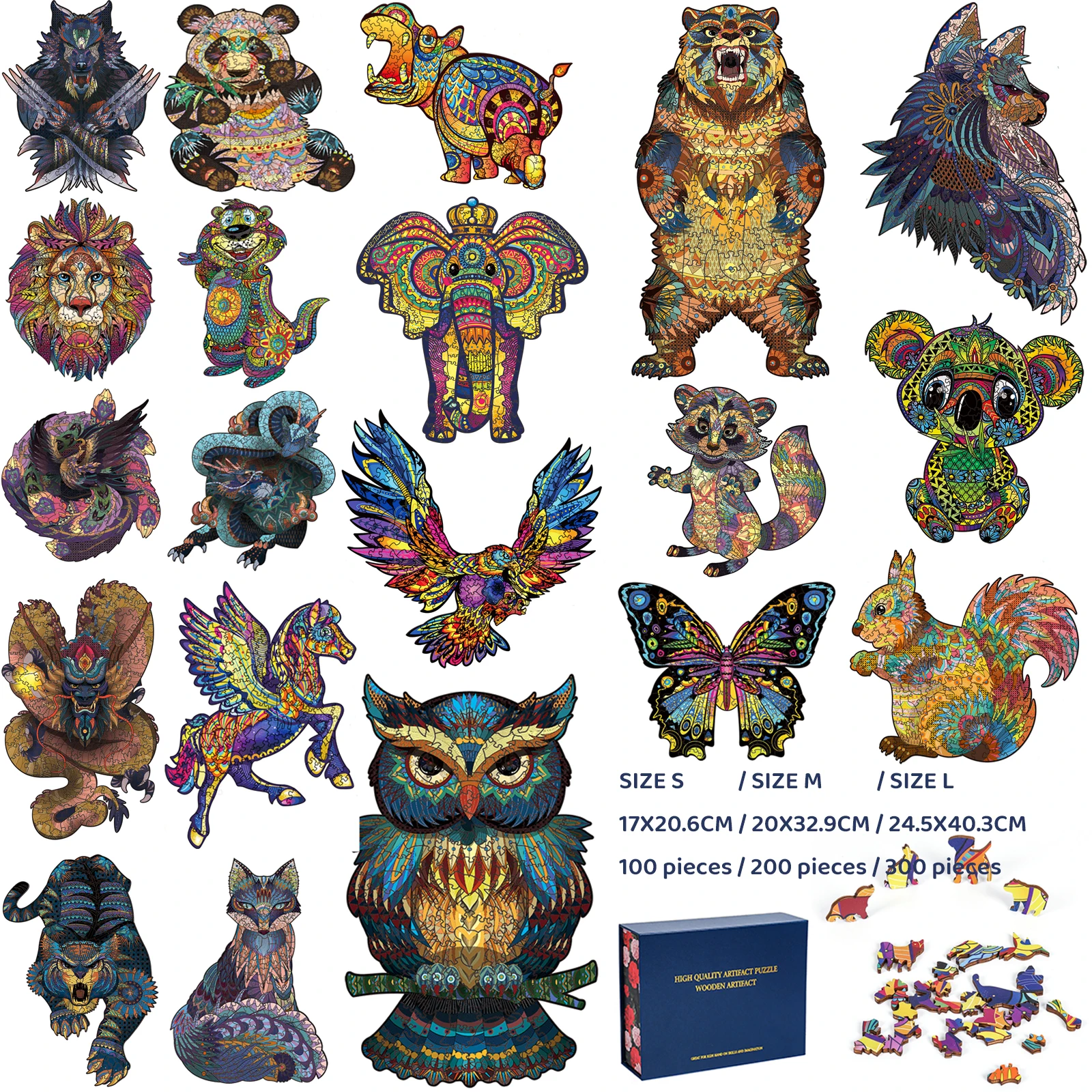 

Unique 3D Wooden Puzzle For Adults Children Wood DIY Crafts Animal Shaped Christmas Gift Wooden Jigsaw Puzzle Hell Difficulty