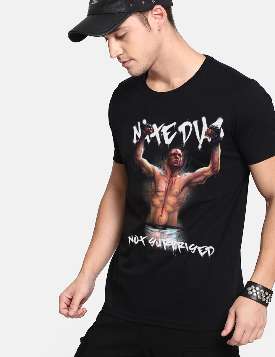 Для мужчин Nate Diaz Is Not удивленная футболка крутая UFC MMA Чемпион Футболка хлопок большой размер Camiseta