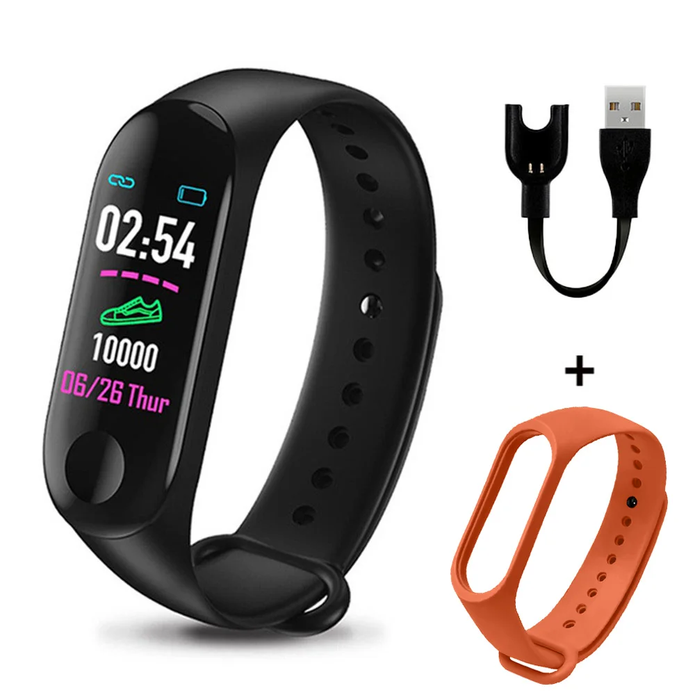 Black Orange Set Смарт-часы Rovtop M3 Plus, мужские Смарт-часы, спортивные часы, электронные смарт-браслеты, часы-браслет, шагомер, пульсометр, фитнес - Цвет: Black Orange Set