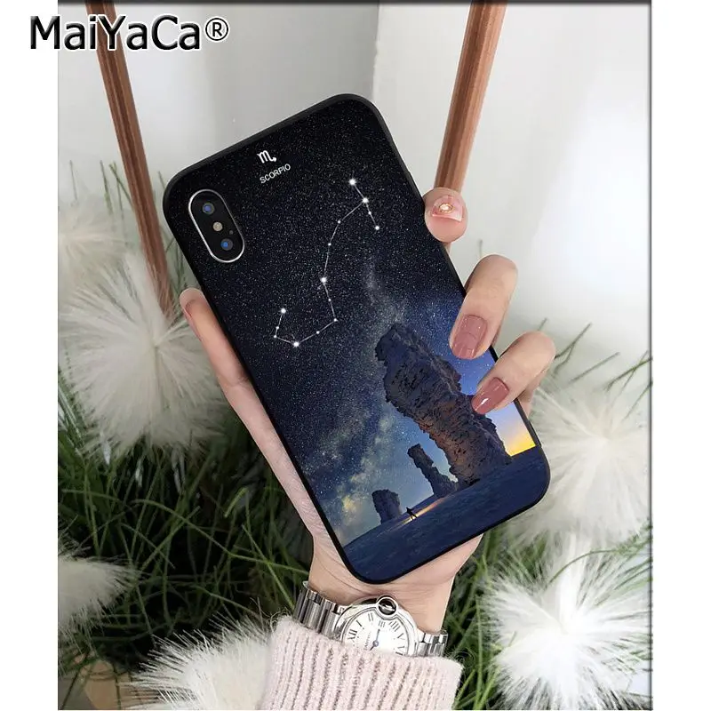 Мягкий ТПУ чехол для телефона MaiYaCa Zodiac Signs constellation Star Mountain iPhone 5 5Sx 6 7 7plus 8 8Plus X XS MAX XR 11