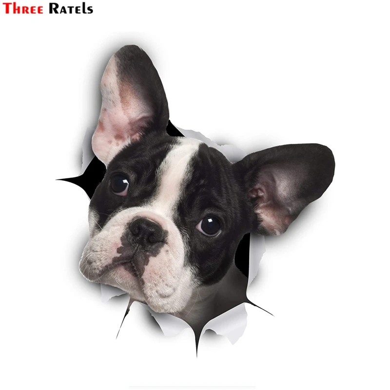 Три Ratels FC57 3D собака Стикеры черный белый цвет Frenchie Французский бульдог наклейка