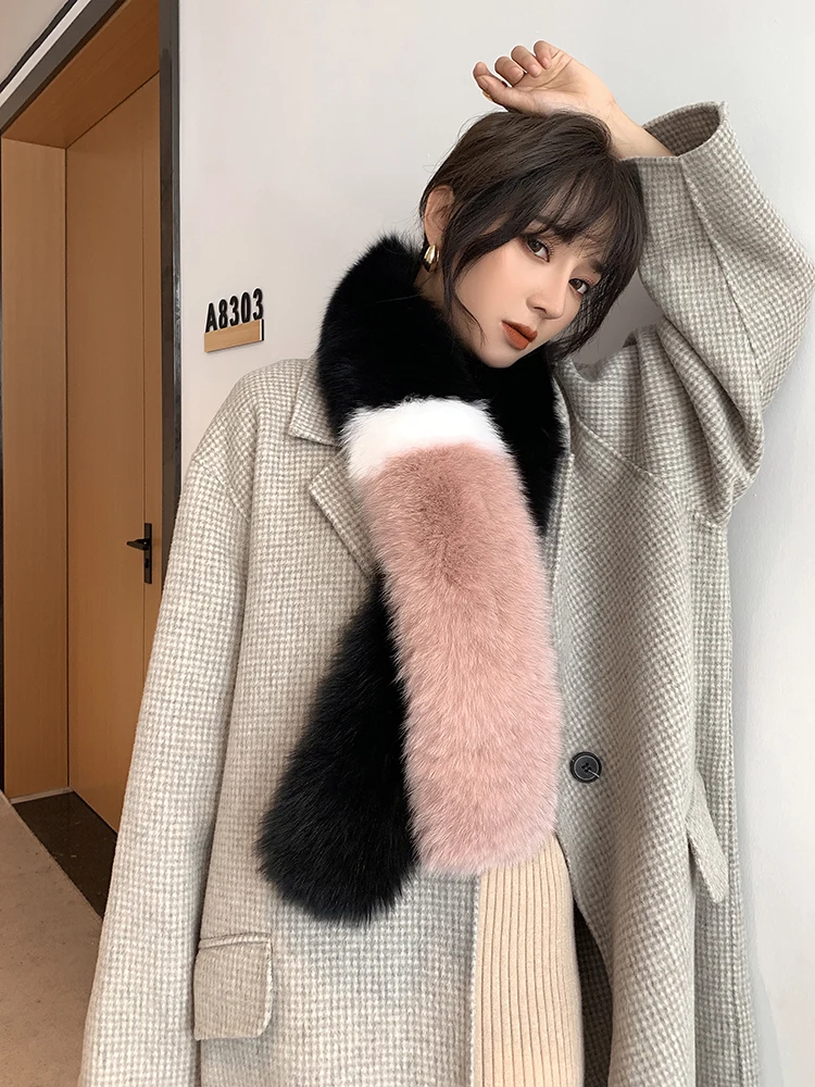 

MS.MinShu Long Real Fox Fur Scarf Women 120CM Luxury Fox Fur Collar Drop Shipping