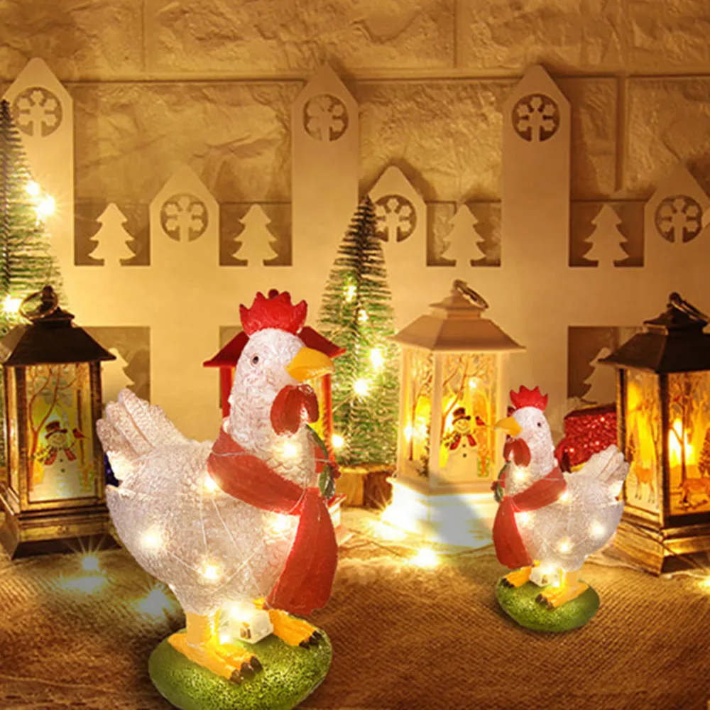 

Рождественское украшение, светящаяся полимерная курица с шарфом, праздничное украшение, садовые украшения, турецкое украшение, уличный Дек...