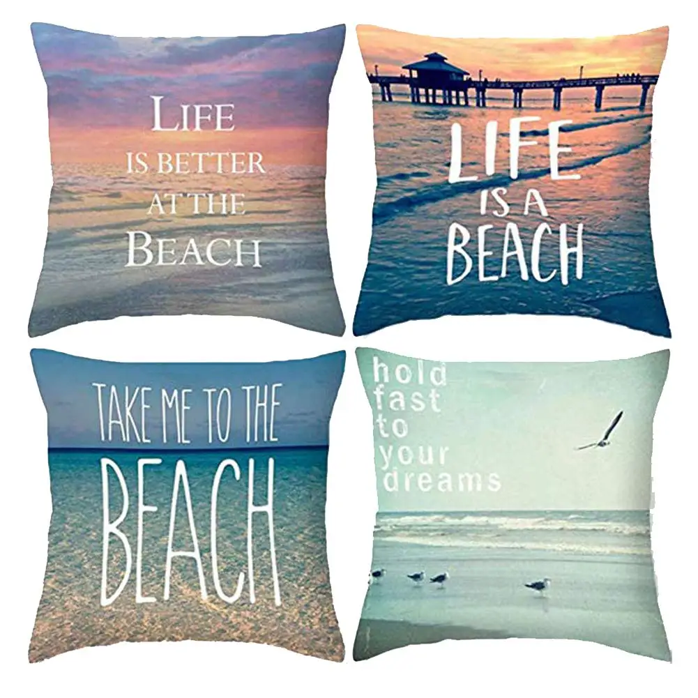 

Beach sunset printed linen pillowcase sofa cushion cover home decoration can be customized for you 40x40 50x50 60x60 45x45