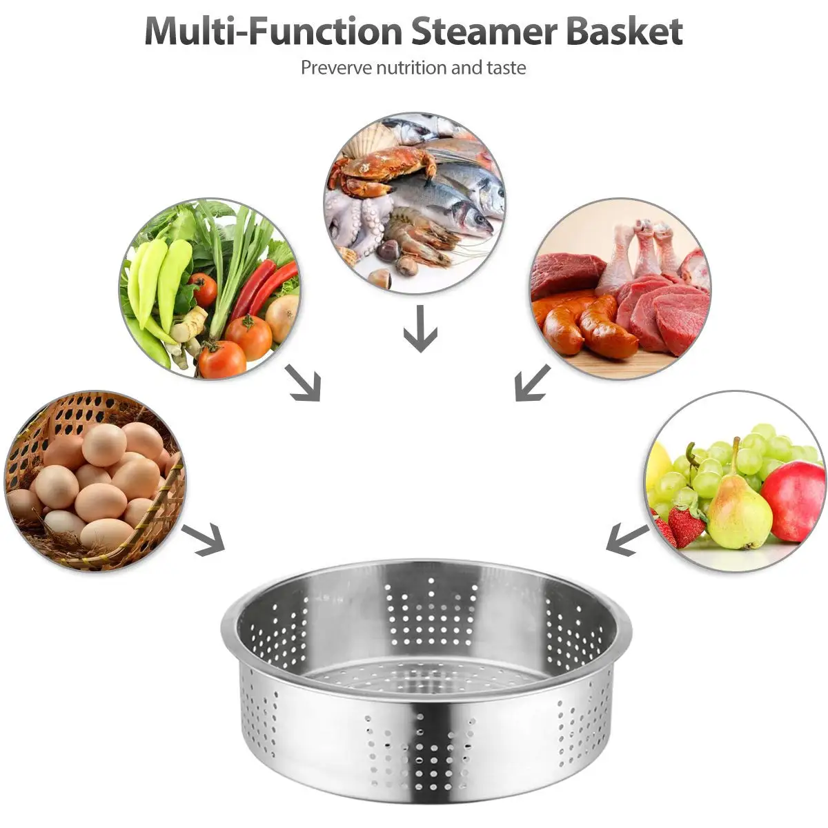 Steamer Basket Аксессуары для кастрюли быстрого приготовления, корзина для пароварки, стойка для пароварки яиц, аксессуары для скороварки, перчатка для духовки - Цвет: Steamer Basket
