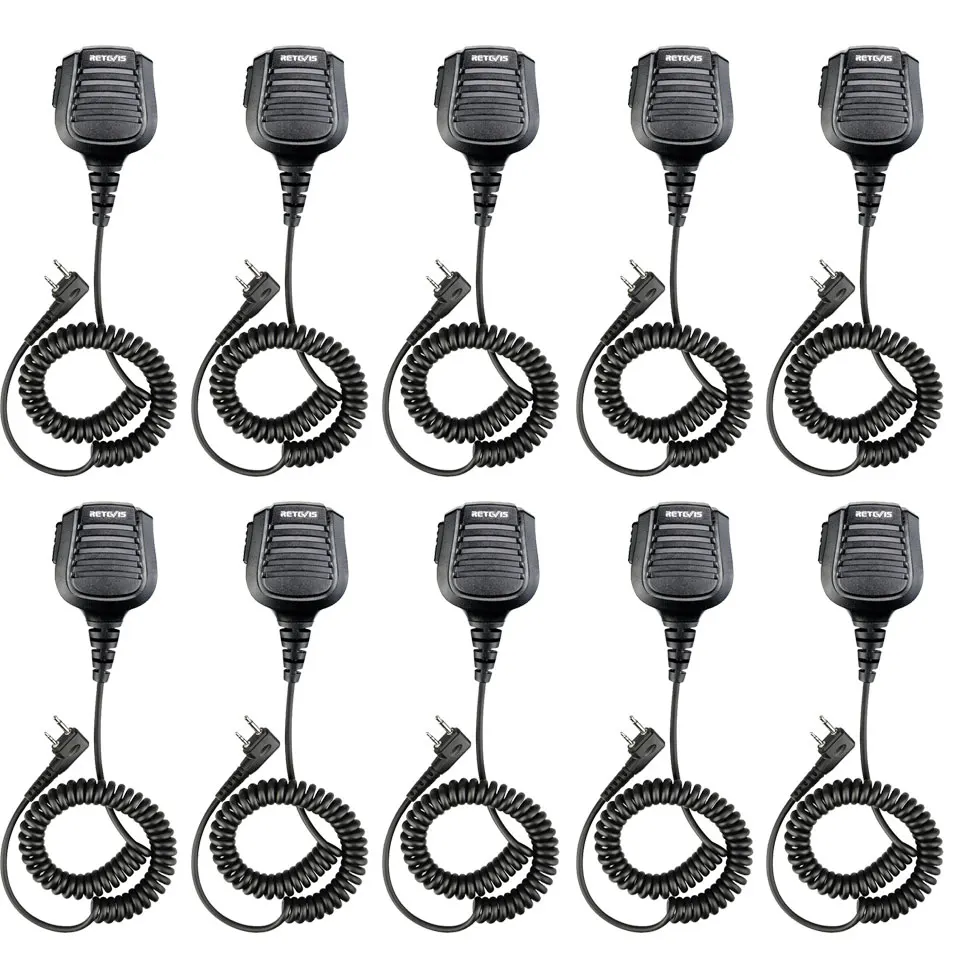 10 шт. черный Retevis 2 Pin PTT Динамик Mic IP54 Водонепроницаемый для ICOM IC-F3G IC-F43GS