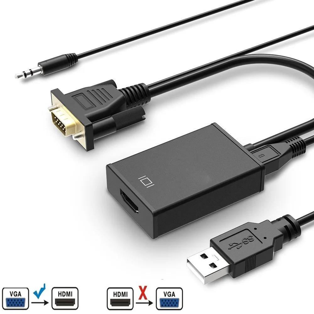 Преобразователь из VGA в HDMI адаптер Выход 1080P HD с аудио VGA2HDMI ТВ AV в HD ТВ Видео кабель конвертер адаптер для ТВ ПК