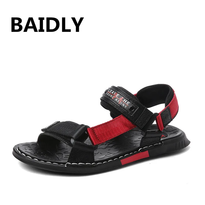 Мужские кожаные сандалии Повседневная Уличная летняя обувь пляжные шлепанцы