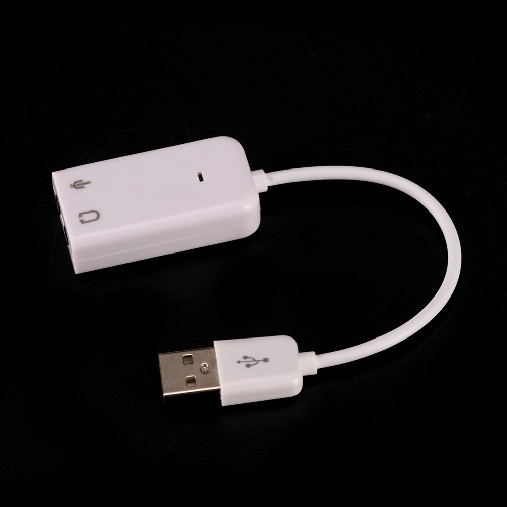 

White Laptop PC Mac With Cable 3D USB 2.0 Virtual 7.1 Channel External USB Audio Sound Card Adapter Sound Cards