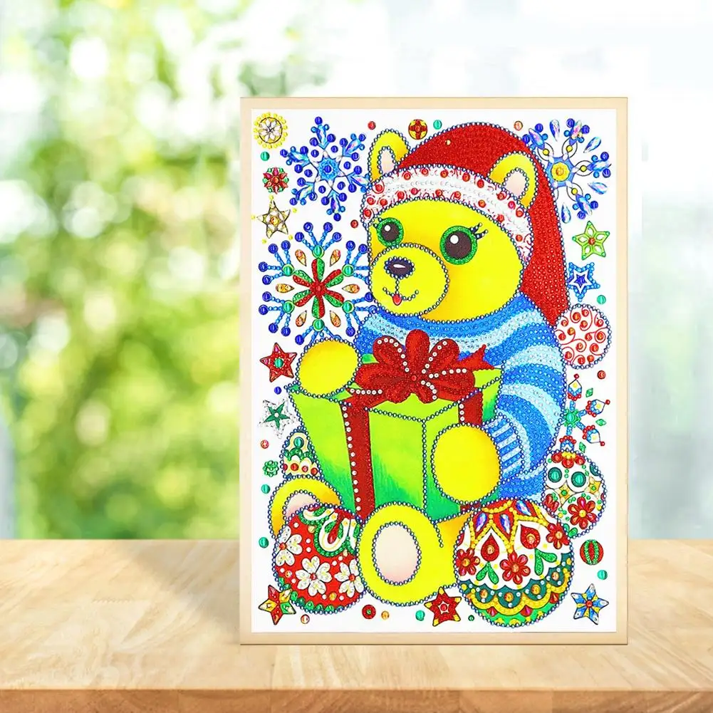 5D DIY алмазная живопись особой формы Санта медведь крест искусство ремесла