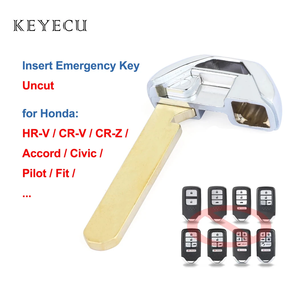 

Keyecu Uncut аварийный вставной ключ пустой диск для Honda HR-V / CR-V / CR-Z / Accord/Civic/Пилот/Fit/Crosstour / Odyssey