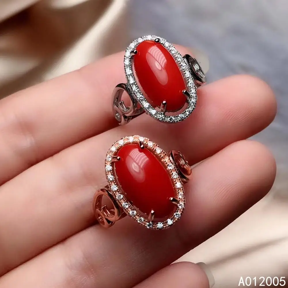 

KJJEAXCMY Fine Jewelry 925 Sterling Silver Inlaid Natural Gemstone Red Coral New Female Ring Marry Got Engaged Party Birthday