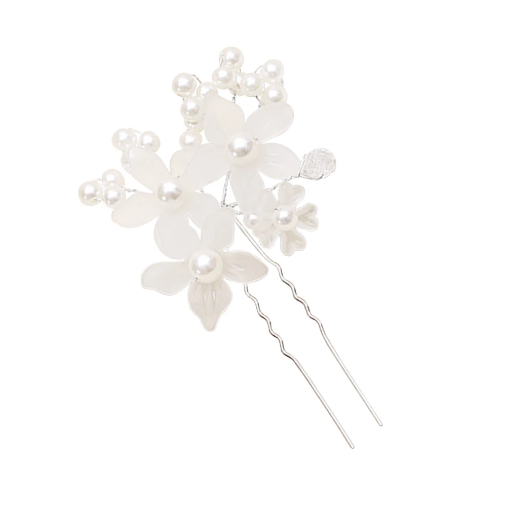 

1Pc Flower Faux Pearl Wedding Hair Pin Headwear White Hair Clip Bride Jewelry Women Girl Hairdressing Hair Fine Accessories