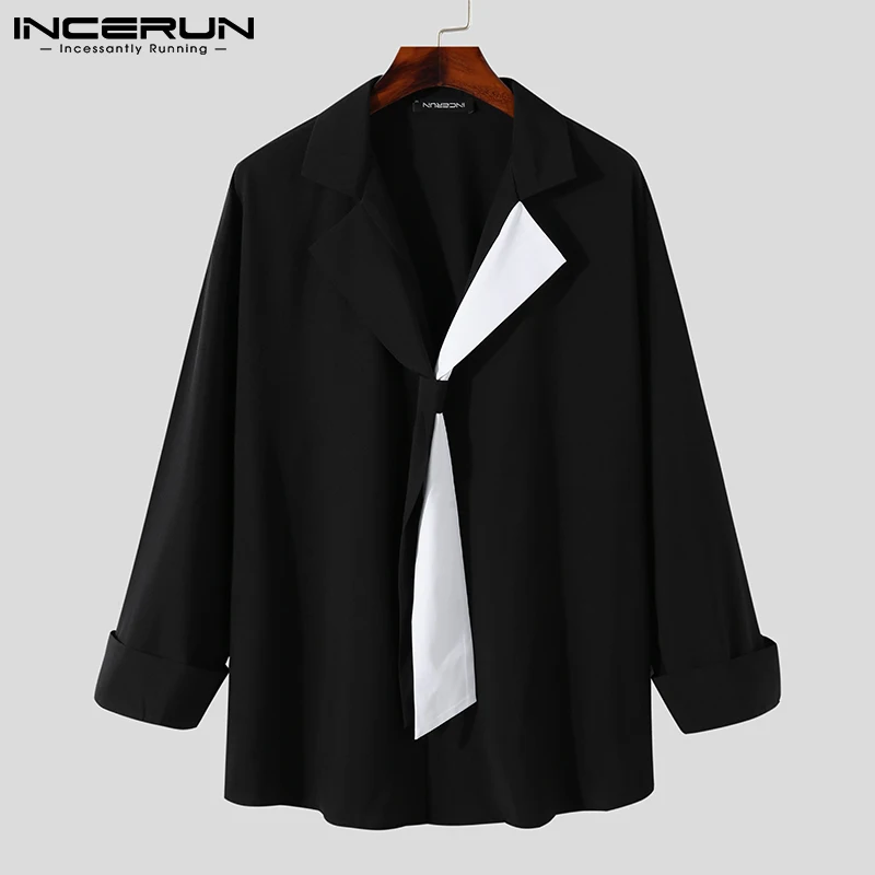 

Рубашка мужская с лацканами и длинным рукавом, в стиле пэчворк