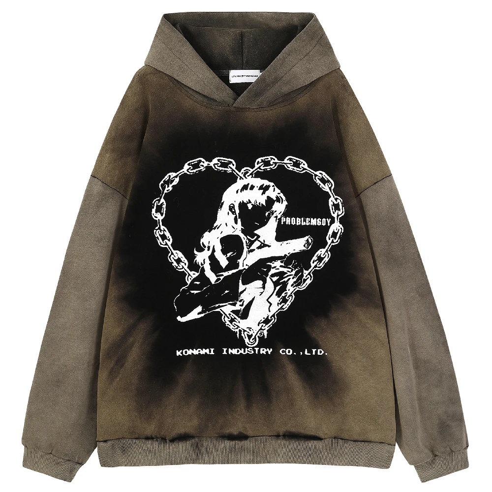 

Уличная одежда в стиле хип-хоп, толстовка с капюшоном в стиле Харадзюку, свитшот с рисунком из искусственного аниме, пуловер 2021, Мужская Осен...