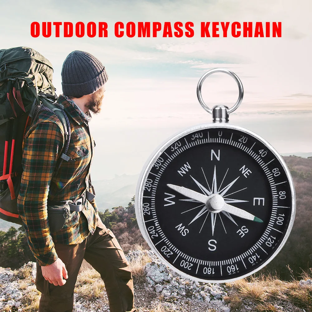 

Lightweight Aluminum Alloy Mini Keychain Compass Outdoor Camping Hiking Hunting Survival Navigation Pocket Compass Guide Tools