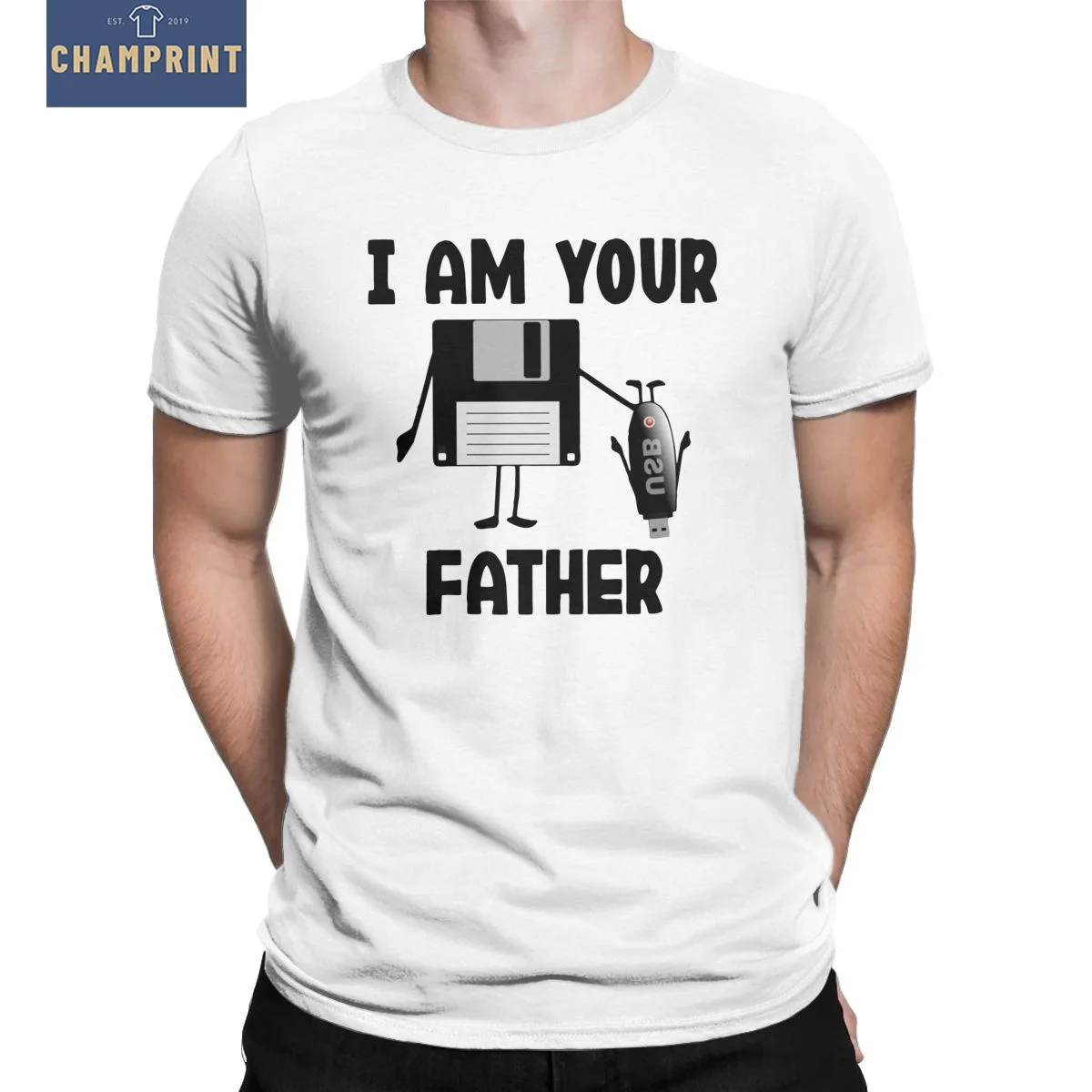 

Casual USB Floppy Disk I Am Your Father T-Shirts for Men Pure Cotton T Shirt Short Sleeve Tee Shirt Birthday Gift Clothing