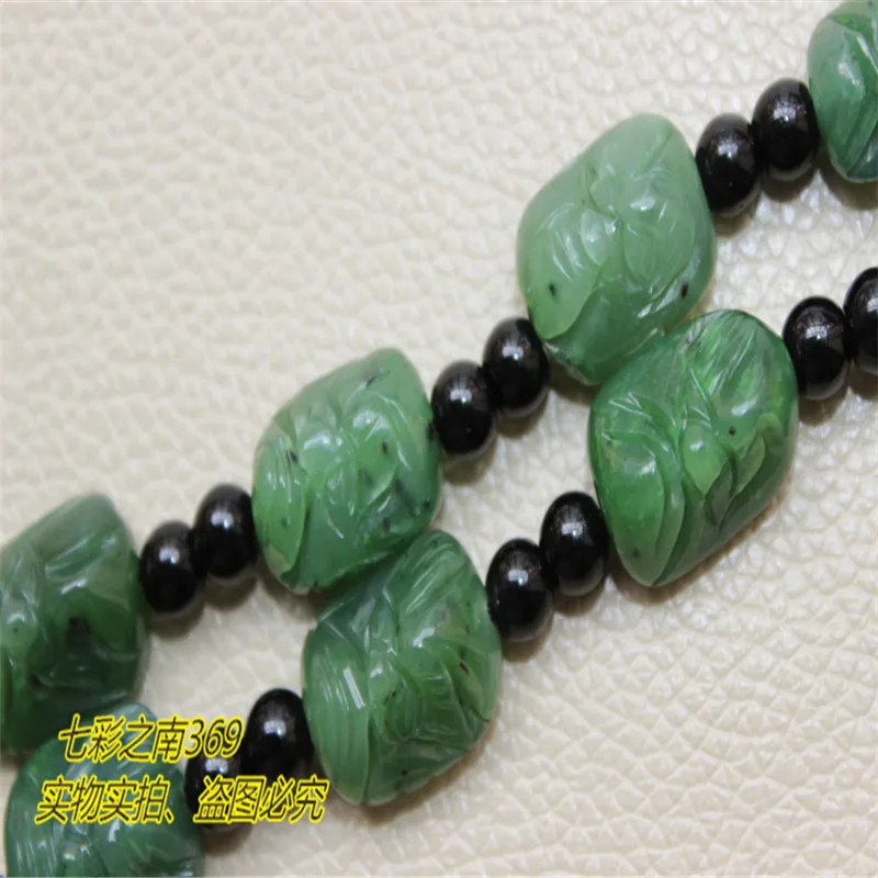 Натуральное Нефритовое ожерелье Hetian материал семян Зеленые Бусины Lohan