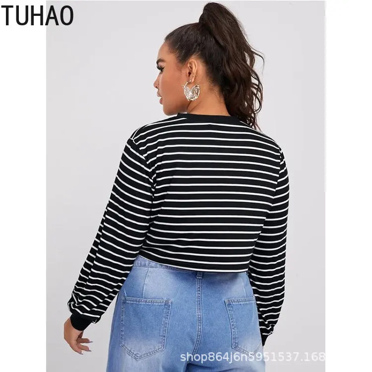 

TUHAO Women Blouses Office Lady Cotton Oversize Plus Size 4XL 3XL Tops Striped Long Sleeve 2021 Spring Korean Fashion Shirts