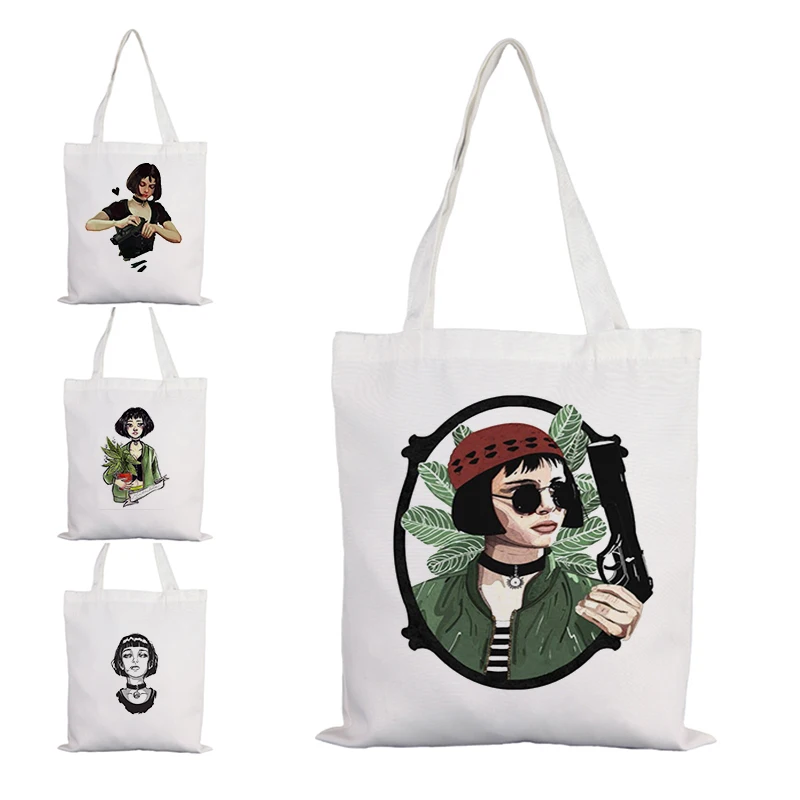 

Killer Leon Girl Cloth Bag Canvas Tote Anime Briefcase Shopper Travel Bags Designer Handbags Fabric Thanks Teacher Gift Printed