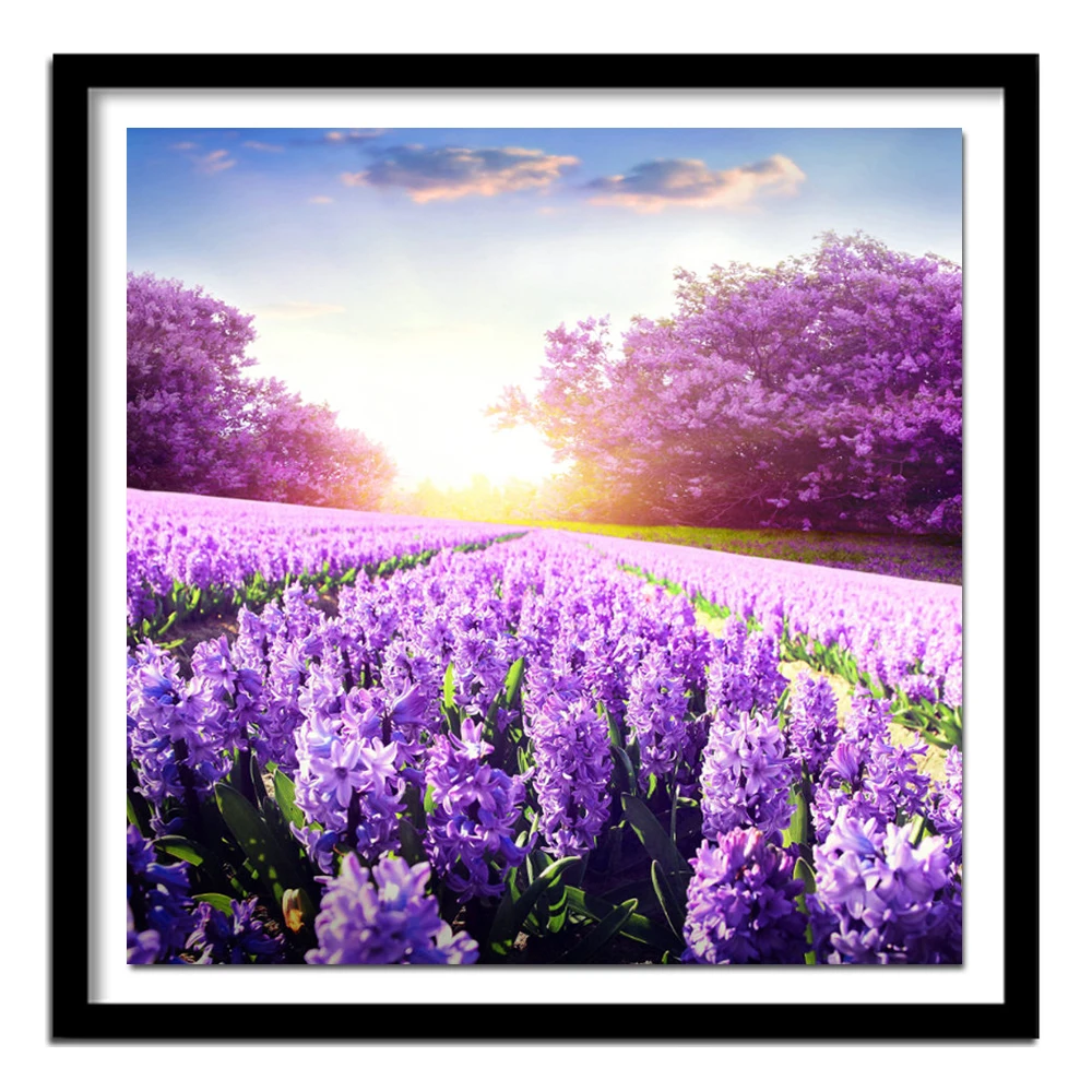 Полностью сплошные нормальные круглые сверла 5D DIY Лавандовые поля пейзаж