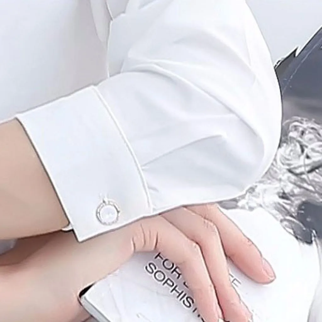 

Women Long Sleeve Chiffon Top Sexy V-Neck Professional Casual Solid Color Shirt Brief Office Formal Lady Comfy Blouse Slim Shirt