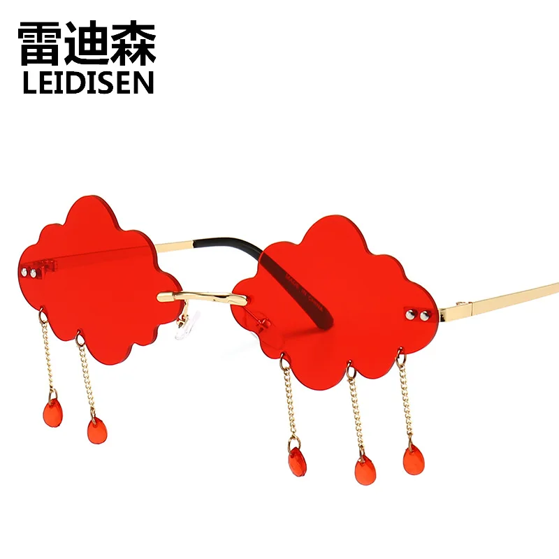 

LEIDISEN Fashion Rimless Sunglasses Women 2020 Luxury Brand Designer Cloud Tassel Steampunk Sun Glasses Unique óculos