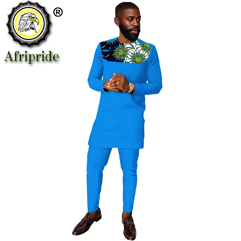 African Dashiki Print Top Pant Set 2 Pieces Outfit Set traditional Clothes Streetwear African Suit Men Africa Clothing S2016033